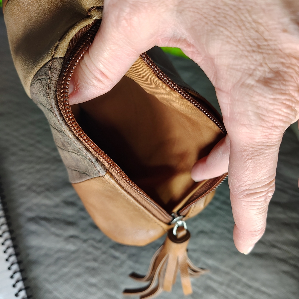 Relic Chevron Leather Brown Patchwork Sholder Str… - image 6